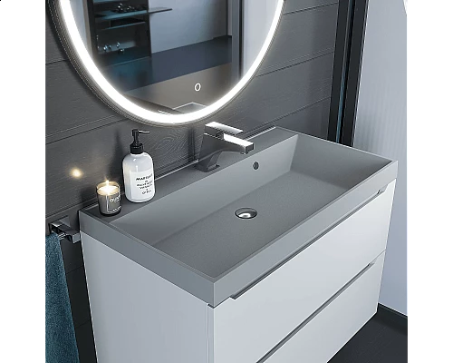 Купить Раковина кварцевая для ванной Uperwood Classic Quartz (80 см, серая матовая, платина) в магазине сантехники Santeh-Crystal.ru