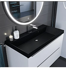 Раковина кварцевая для ванной Uperwood Classic Quartz (100 см, черная матовая, космос)