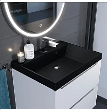 Раковина кварцевая для ванной Uperwood Classic Quartz (60 см, черная матовая, космос)