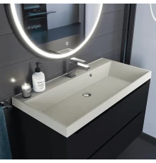 Раковина кварцевая для ванной Uperwood Classic Quartz (100 см, бежевая матовая, лён)