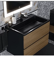 Раковина для ванной полувстраиваемая Uperwood Barsa (70 см, прямоугольная, черная)