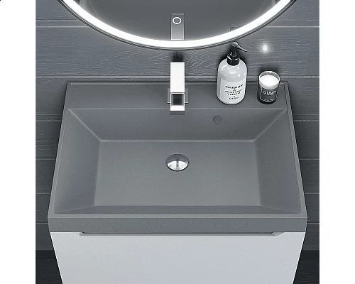 Купить Раковина кварцевая для ванной Uperwood Classic Quartz (60 см, серая матовая, бетон) в магазине сантехники Santeh-Crystal.ru