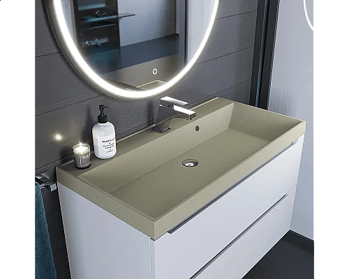 Заказать Раковина кварцевая для ванной Uperwood Classic Quartz (90 см, бежевая матовая, десерт) в магазине сантехники Santeh-Crystal.ru