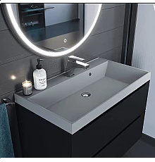 Раковина кварцевая для ванной Uperwood Classic Quartz (80 см, серая матовая, платина)