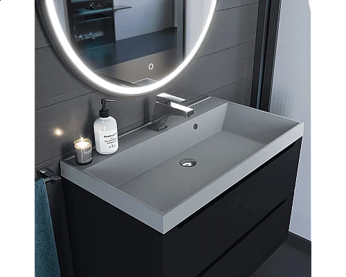 Купить Раковина кварцевая для ванной Uperwood Classic Quartz (80 см, серая матовая, платина) в магазине сантехники Santeh-Crystal.ru