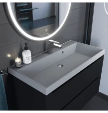 Раковина кварцевая для ванной Uperwood Classic Quartz (100 см, серая матовая, платина)