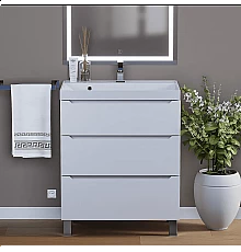Тумба под раковину для ванной комнаты Uperwood Tanos напольная (70 см, белая, 3 ящика)