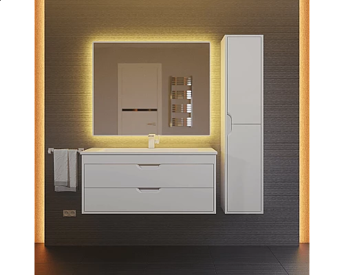 Заказать Тумба с раковиной для ванной Uperwood Modul (100 см, подвесная, матовая, белая) в магазине сантехники Santeh-Crystal.ru