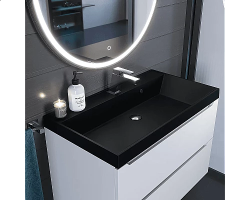 Купить Раковина кварцевая для ванной Uperwood Classic Quartz (80 см, черная матовая, космос) в магазине сантехники Santeh-Crystal.ru