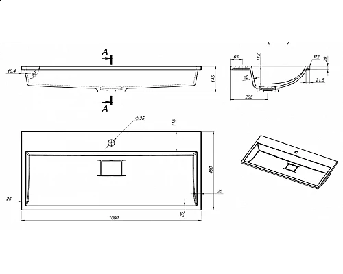 Заказать Тумба с раковиной для ванной Uperwood Barsa (100 см, раковина черная, подвесная тумба черная/дуб сонома) в магазине сантехники Santeh-Crystal.ru