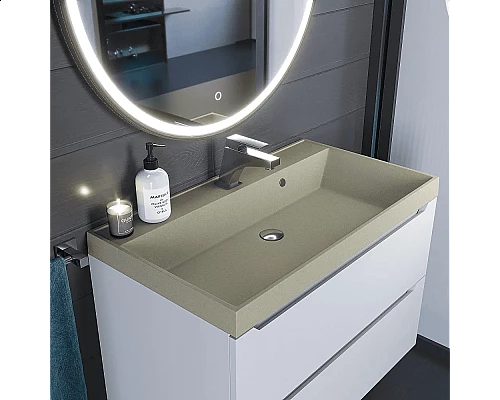 Приобрести Раковина кварцевая для ванной Uperwood Classic Quartz (80 см, бежевая матовая, десерт) в магазине сантехники Santeh-Crystal.ru