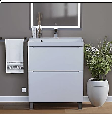 Тумба под раковину для ванной комнаты Uperwood Tanos напольная (70 см, белая, 2 ящика)