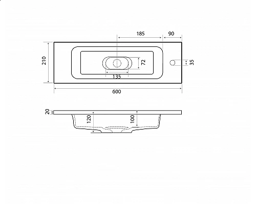 Заказать Раковина для ванной полувстраиваемая Uperwood Modul (60 см, прямоугольная) в магазине сантехники Santeh-Crystal.ru