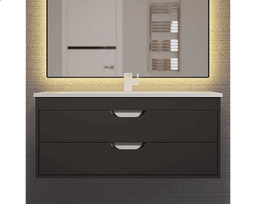 Купить Тумба с раковиной для ванной Uperwood Modul (100 см, подвесная, матовая, черная) в магазине сантехники Santeh-Crystal.ru
