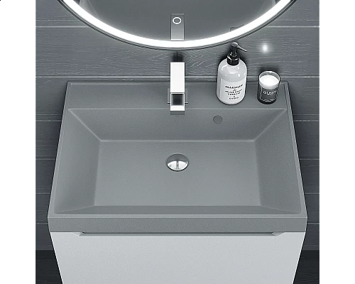 Приобрести Раковина кварцевая для ванной Uperwood Classic Quartz (60 см, серая матовая, платина) в магазине сантехники Santeh-Crystal.ru