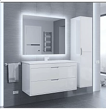 Тумба с раковиной для ванной Uperwood Modul (100 см, подвесная, глянцевая, белая)