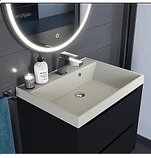 Раковина кварцевая для ванной Uperwood Classic Quartz (70 см, бежевая матовая, лён)