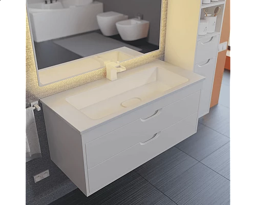 Заказать Тумба с раковиной для ванной Uperwood Modul (100 см, подвесная, матовая, белая) в магазине сантехники Santeh-Crystal.ru