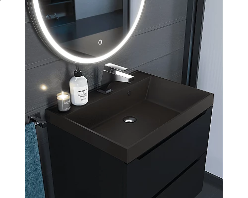 Приобрести Раковина кварцевая для ванной Uperwood Classic Quartz (60 см, коричневая матовая, трюфель) в магазине сантехники Santeh-Crystal.ru