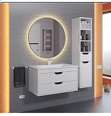 Зеркало для ванной с подсветкой Uperwood Modul (80x80 см, бесконтактный сенсор, антизапотевание, круглое, теплая подсветка)