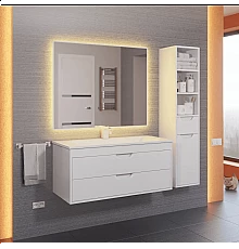 Тумба с раковиной для ванной Uperwood Modul (100 см, подвесная, матовая, белая)