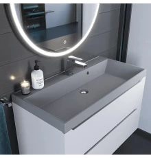 Раковина кварцевая для ванной Uperwood Classic Quartz (100 см, серая матовая, бетон)