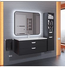 Зеркало для ванной с подсветкой Uperwood Modul (80x80 см, бесконтактный сенсор, антизапотевание, черное, холодная подсветка)