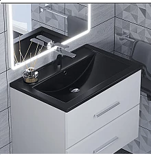 Раковина кварцевая для ванной Uperwood Foster Quartz (70 см, черная матовая, уголь)