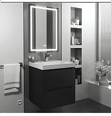 Тумба под раковину для ванной комнаты Uperwood Tanos подвесная (50 см, черная)