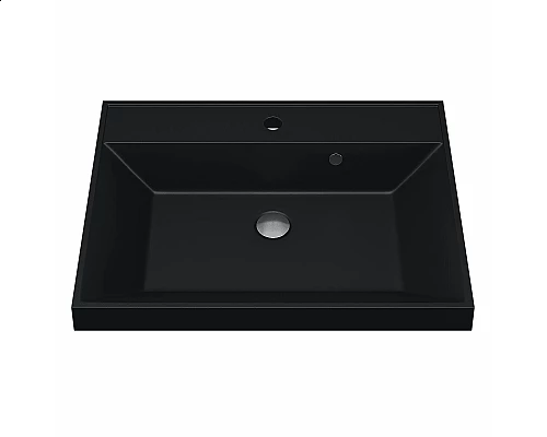 Купить Раковина кварцевая для ванной Uperwood Classic Quartz (60 см, черная матовая, уголь) в магазине сантехники Santeh-Crystal.ru