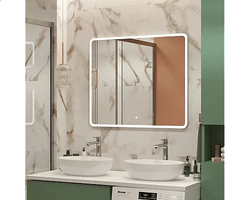 Заказать Зеркало для ванной с подсветкой Uperwood Foster (90x80 см, LED подсветка, сенсорный выключатель, антизапотевание) в магазине сантехники Santeh-Crystal.ru