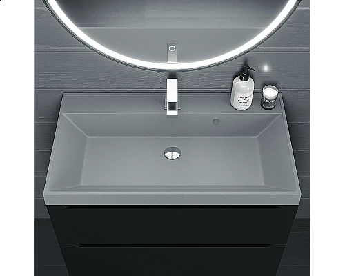 Купить Раковина кварцевая для ванной Uperwood Classic Quartz (80 см, серая матовая, платина) в магазине сантехники Santeh-Crystal.ru