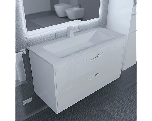 Купить Тумба с раковиной для ванной Uperwood Modul (100 см, подвесная, глянцевая, белая) в магазине сантехники Santeh-Crystal.ru