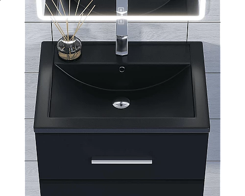 Купить Раковина кварцевая для ванной Uperwood Foster Quartz (60 см, черная матовая, космос) в магазине сантехники Santeh-Crystal.ru