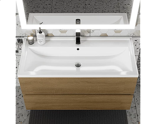 Заказать Раковина для ванной полувстраиваемая Uperwood Family (100 см, прямоугольная, белая) в магазине сантехники Santeh-Crystal.ru