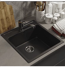 Кухонная мойка из искусственного камня Uperwood UPD-406 (прямоугольная, цвет уголь)