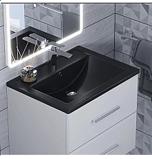 Раковина кварцевая для ванной Uperwood Foster Quartz (60 см, черная матовая, уголь)