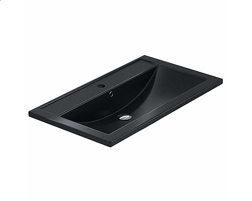Купить Раковина кварцевая для ванной Uperwood Foster Quartz (80 см, черная матовая, космос) в магазине сантехники Santeh-Crystal.ru