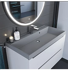 Раковина кварцевая для ванной Uperwood Classic Quartz (90 см, серая матовая, бетон)