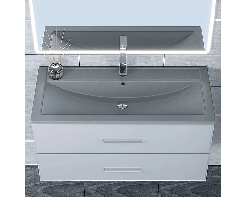 Заказать Раковина кварцевая для ванной Uperwood Foster Quartz (100 см, серая матовая, бетон) в магазине сантехники Santeh-Crystal.ru