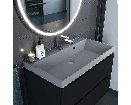 Приобрести Раковина кварцевая для ванной Uperwood Classic Quartz (80 см, серая матовая, бетон) в магазине сантехники Santeh-Crystal.ru