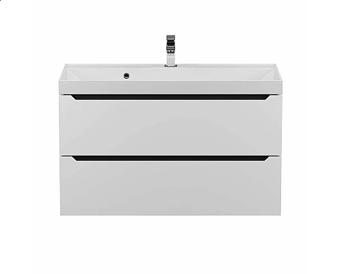 Купить Тумба под раковину для ванной комнаты Uperwood Tanos подвесная (90 см, белая/графит) в магазине сантехники Santeh-Crystal.ru