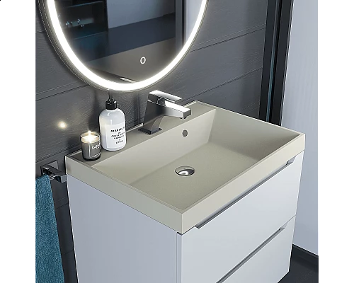 Приобрести Раковина кварцевая для ванной Uperwood Classic Quartz (70 см, бежевая матовая, лён) в магазине сантехники Santeh-Crystal.ru