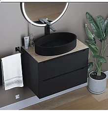 Раковина для ванной комнаты накладная Uperwood Rome (55x35 см, овальная, черный)