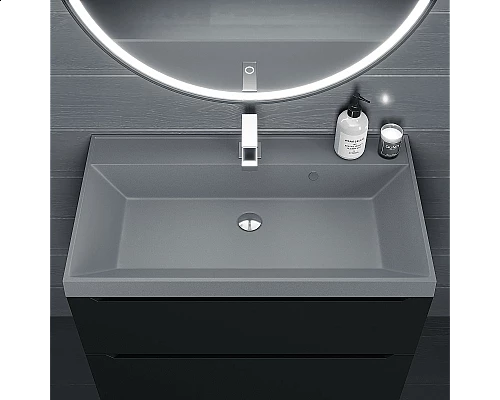 Приобрести Раковина кварцевая для ванной Uperwood Classic Quartz (80 см, серая матовая, бетон) в магазине сантехники Santeh-Crystal.ru