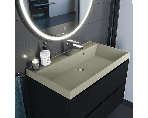 Приобрести Раковина кварцевая для ванной Uperwood Classic Quartz (80 см, бежевая матовая, десерт) в магазине сантехники Santeh-Crystal.ru