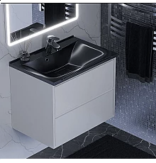 Раковина для ванной полувстраиваемая Uperwood Elen (70 см, с декоративной накладкой, черный металл)