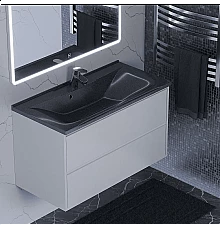 Раковина для ванной полувстраиваемая Uperwood Elen (90 см, с декоративной накладкой, черный металл)