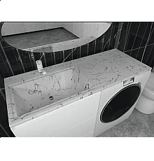 Раковина над стиральной машиной Uperwood Марсал (120 см, левая, белый мрамор)