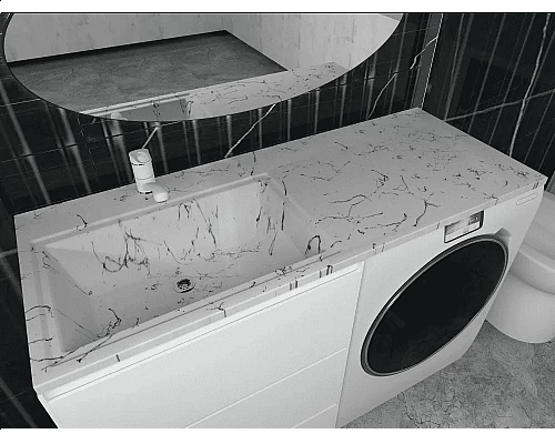 Купить Раковина над стиральной машиной Uperwood Марсал (120 см, левая, белый мрамор) в магазине сантехники Santeh-Crystal.ru